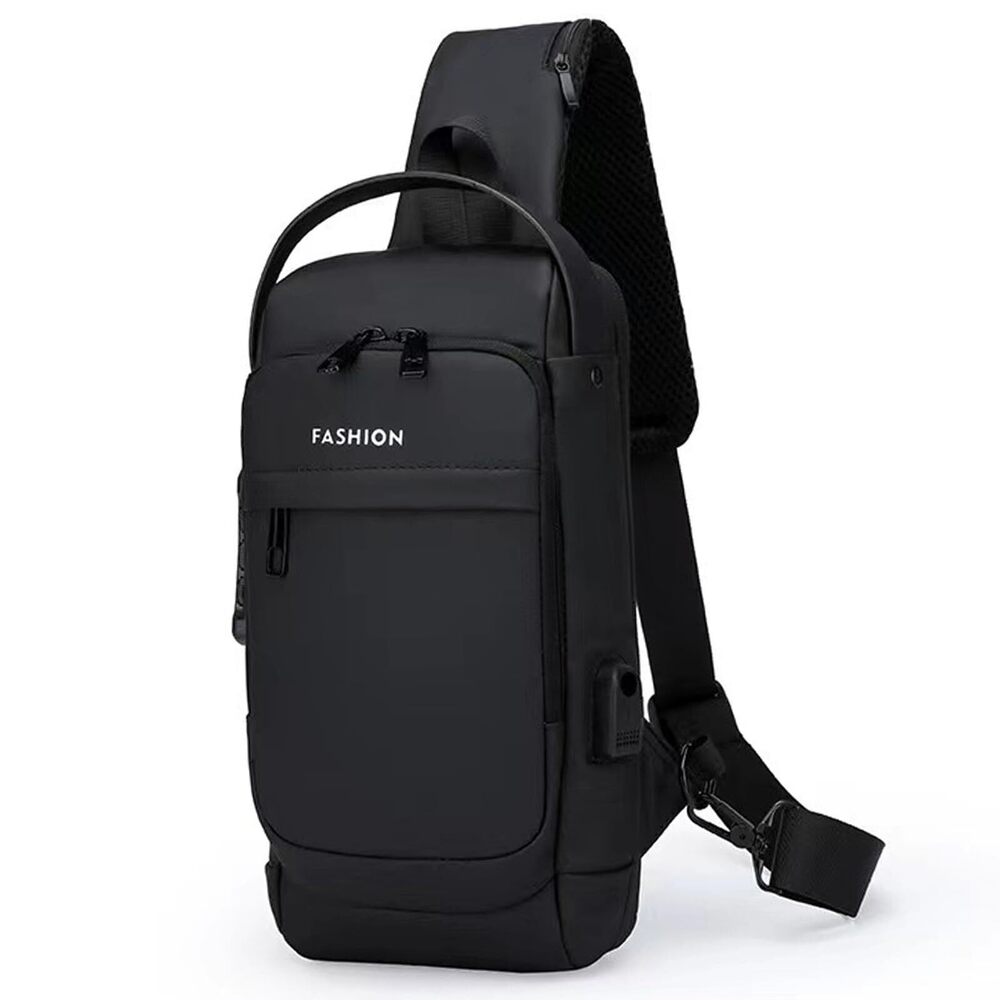 4290 Sling Bag Anti Theft Waterproof Crossbody Shoulder Bag PU Leather USB